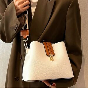 Zara White and Brown Shoulder Bag
